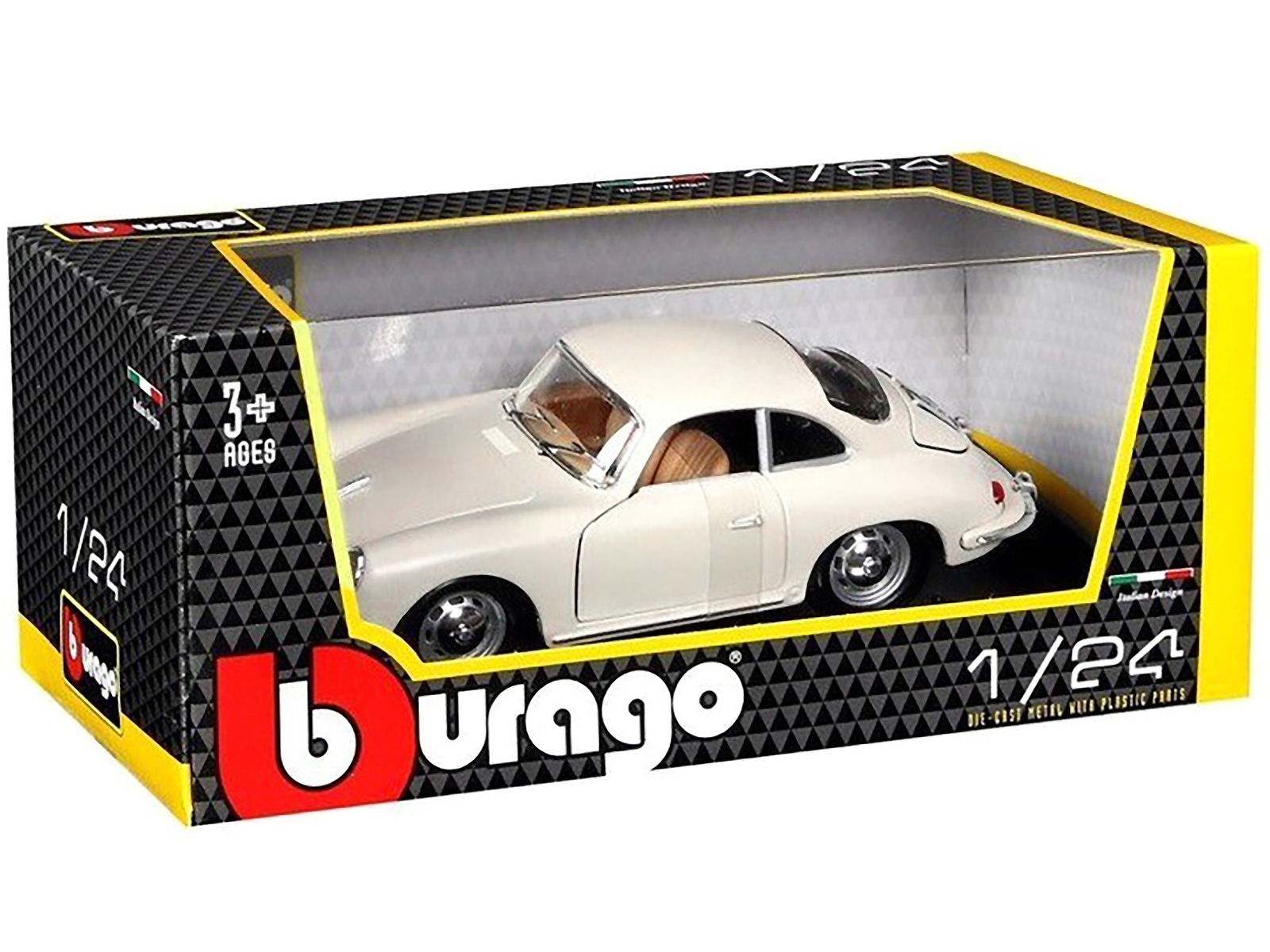 1961 Porsche 356 B Coupe Ivory White 1/24 Diecast Model Car by Bburago