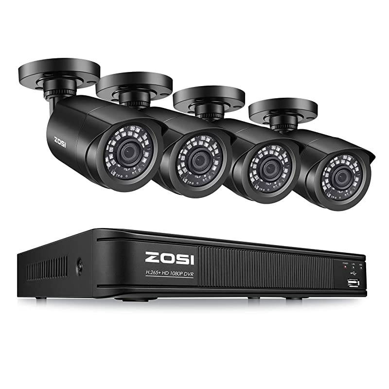 H.265+1080p Home Security Camera System,8 Channel 5MP-Lite CCTV DVR with 4 x 1920TVL Weatherproof Surveillance Bullet Camera Outdoor/Indoor with 80ft Night Vision,Remote Access, Motion Alerts