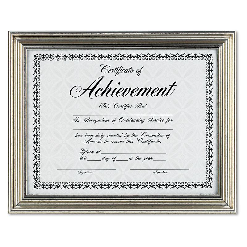 Dax Antique Colored Document Frame w/Certificate Plastic 8 1/2 x 11 Silver N1818N2T