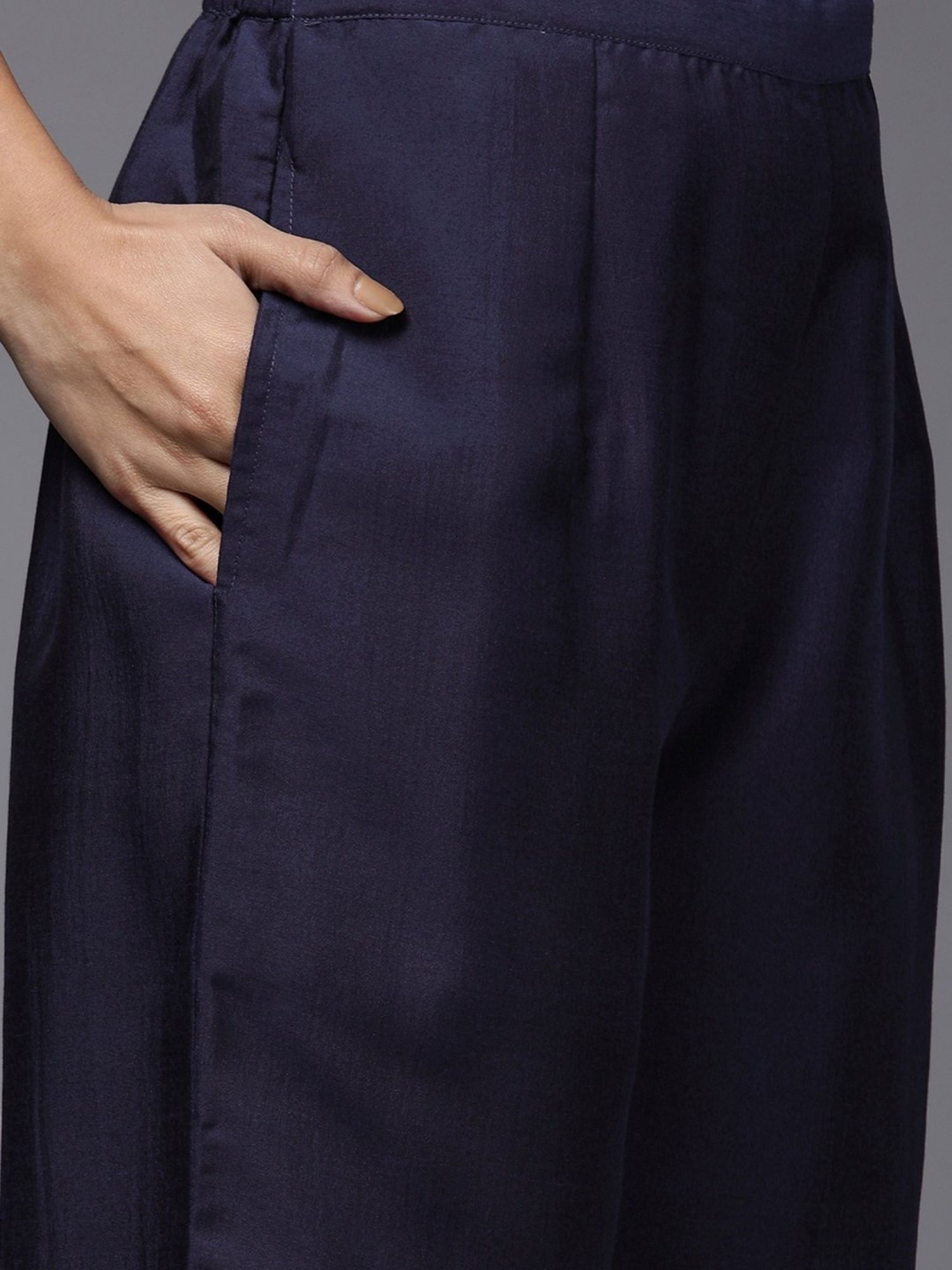 Indo Era Navy Embroidered Kurta Palazzo Set With Dupatta