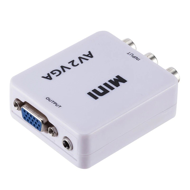 Mini HD AV2VGA Video Converter Convertor Box AV RCA CVBS to VGA Video Converter Conversor with 3.5mm Audio to PC HDTV Converter