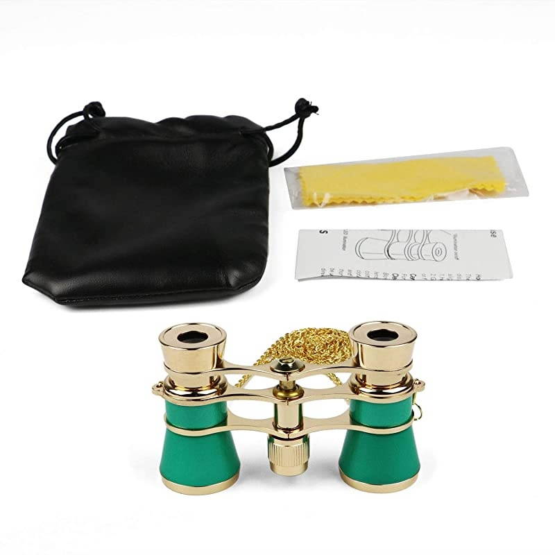 4X30 Vintage Opera Glasses Binoculars for Theater Musical Concert (Black, with Chain)