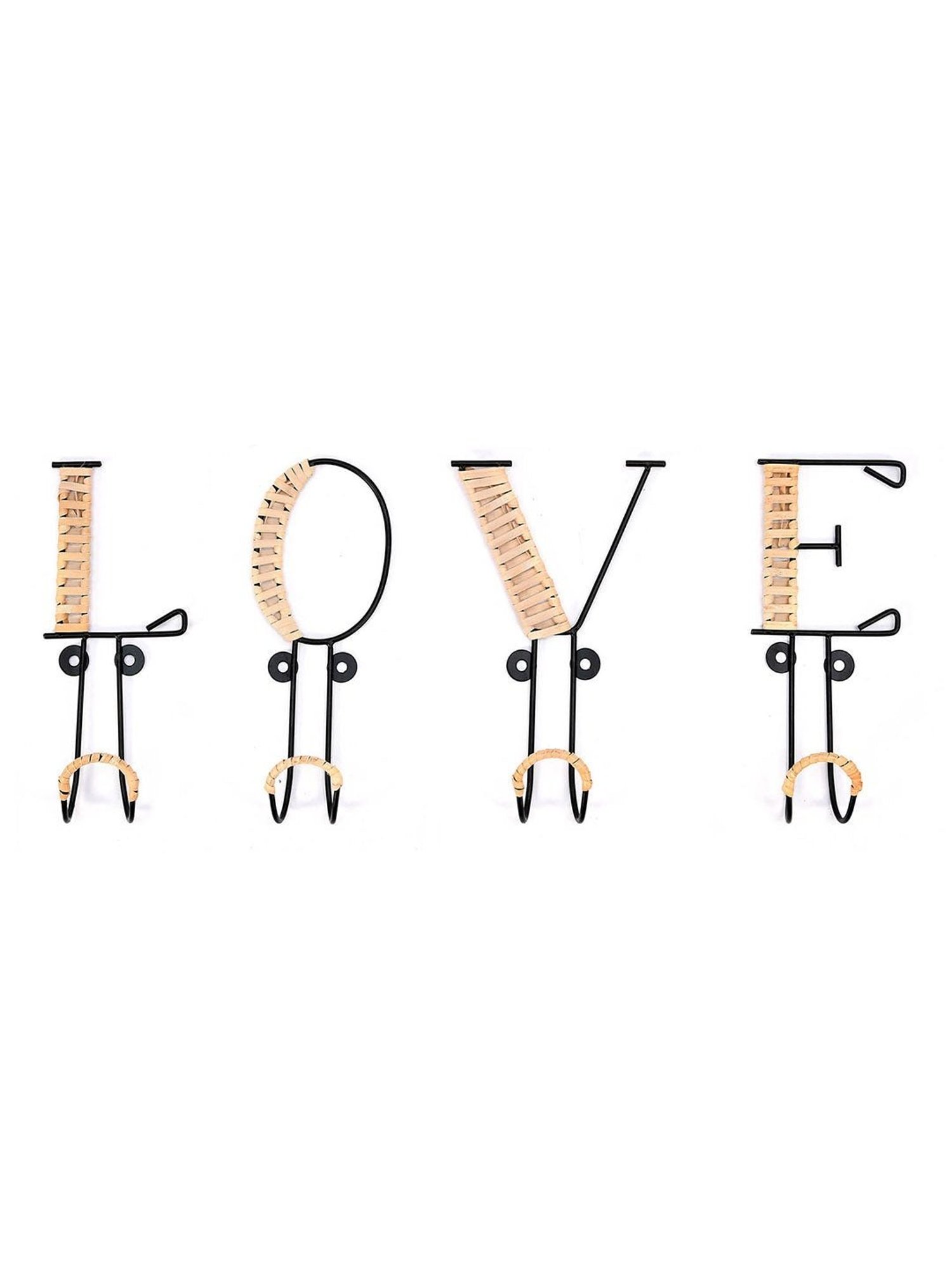 @home Nilkamal Black & Brown Metal Wall Hooks - Set of 4