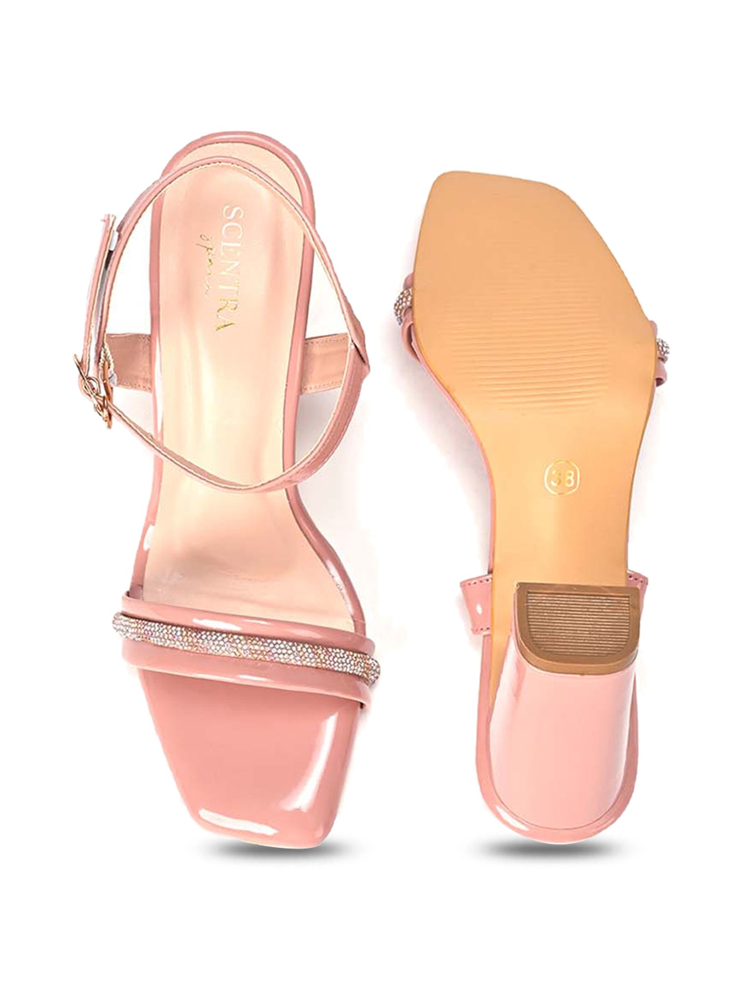 Scentra Women's Peach Ankle Strap Sandals