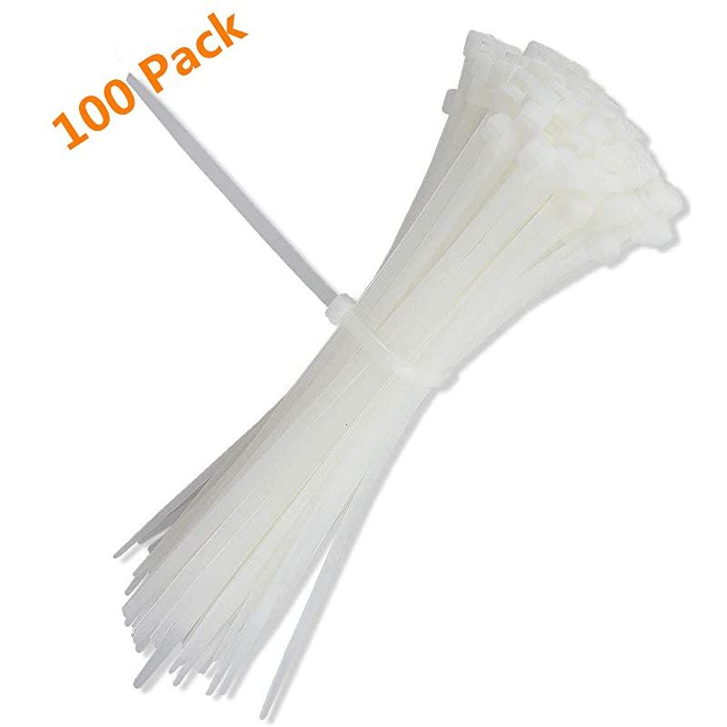 White Cable Zip Ties Premium Nylon Wire Management Ties 50 LB Tensile Strength 8 Inch White 1000 Pack