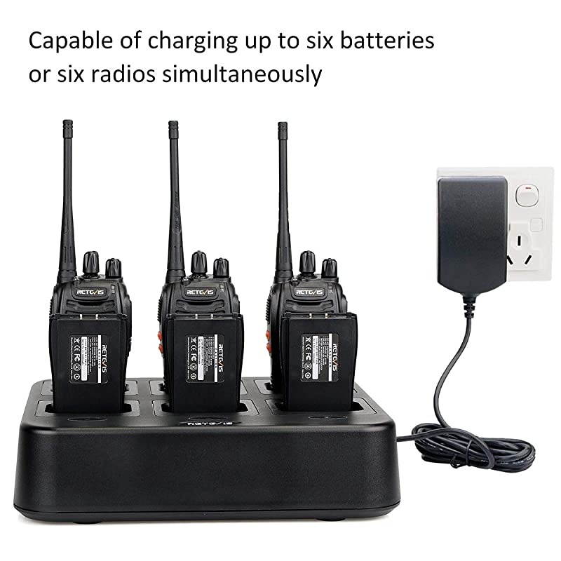 Case of 6 H777 Walkie Talkies for Adults Long Range Rechargeable TwoWay Radioswith 6Way Multi Unit ChargerFlashlight Handheld Business 2 Way Radios