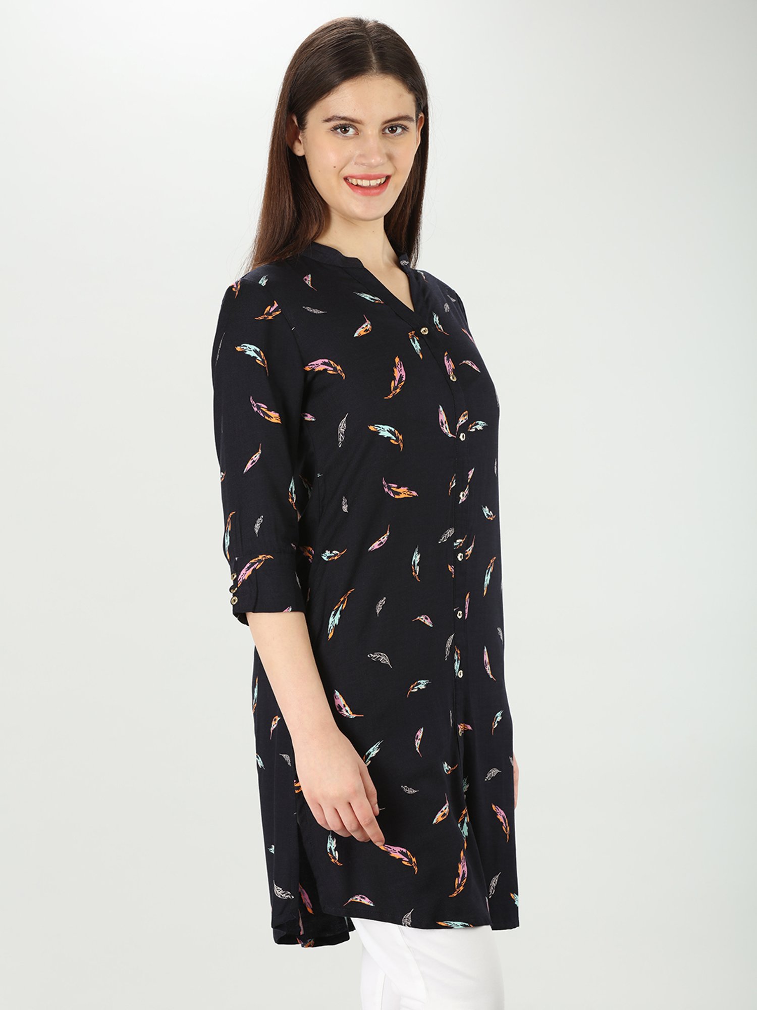 Mustard Navy Printed Shirt