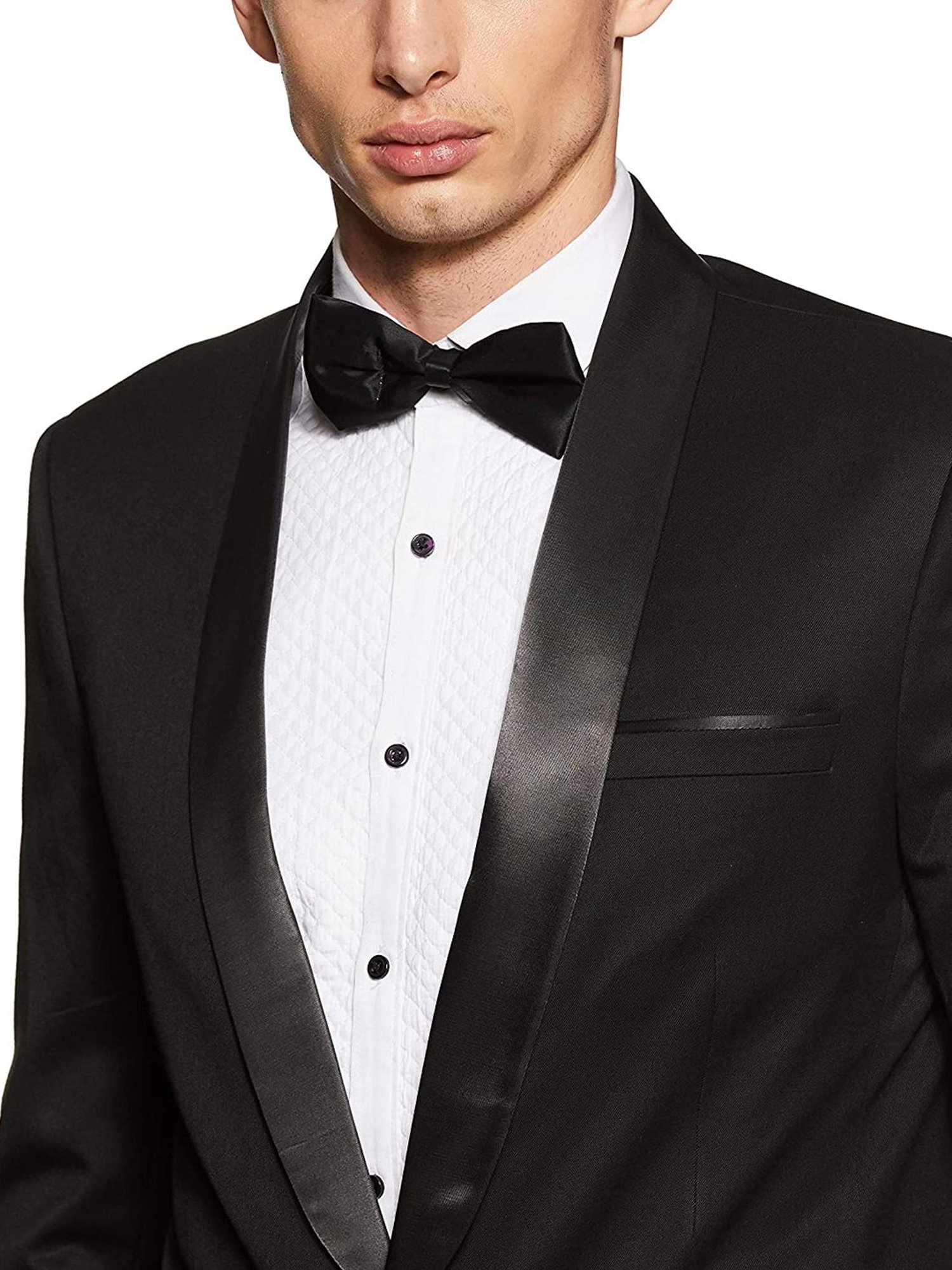 ManQ Black Slim Fit Shawl Lapel Tuxedo Suit