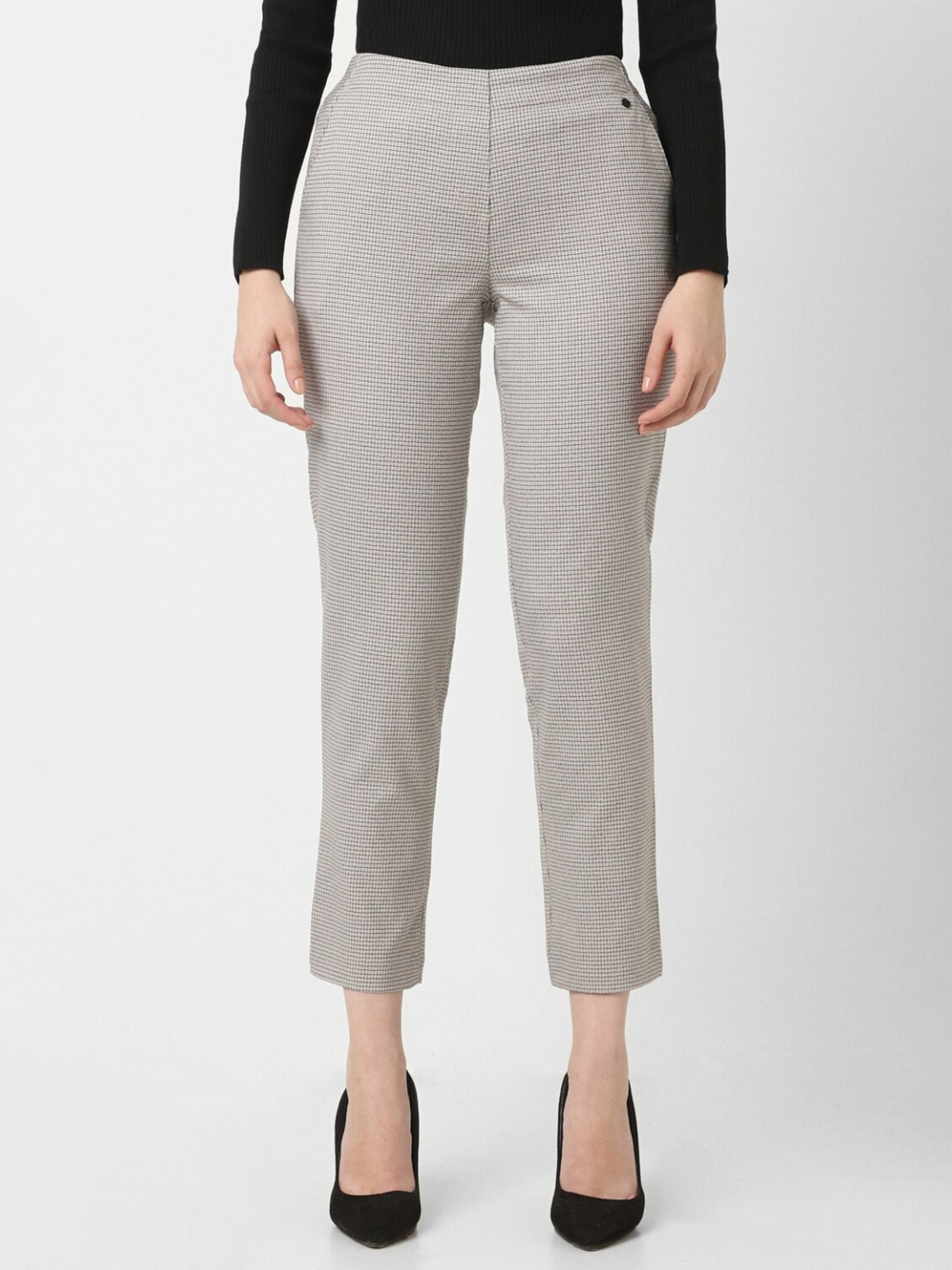 Van Heusen Grey Chequered Formal Pants