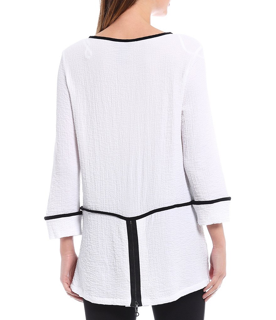 Eva Varro Animal Print Knit Jersey 3/4 Slit Sleeve Tunic