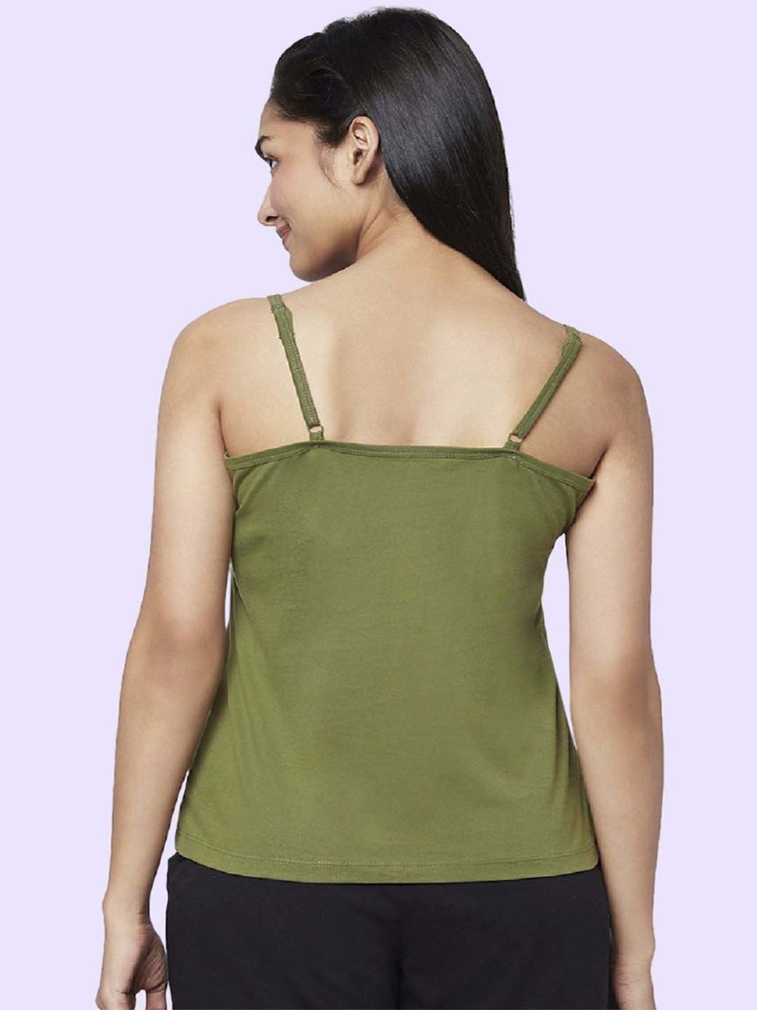 YU by Pantaloons Olive Green & Grey Cotton Camisoles - Pack Of 2