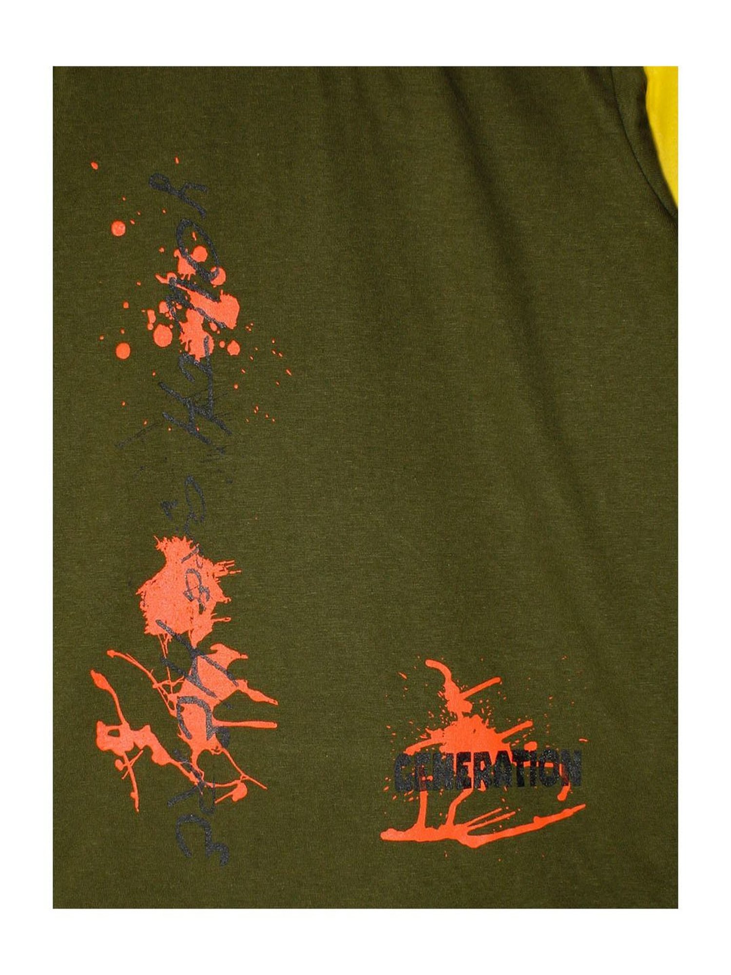 Kiddopanti Kids Olive Printed T-Shirt