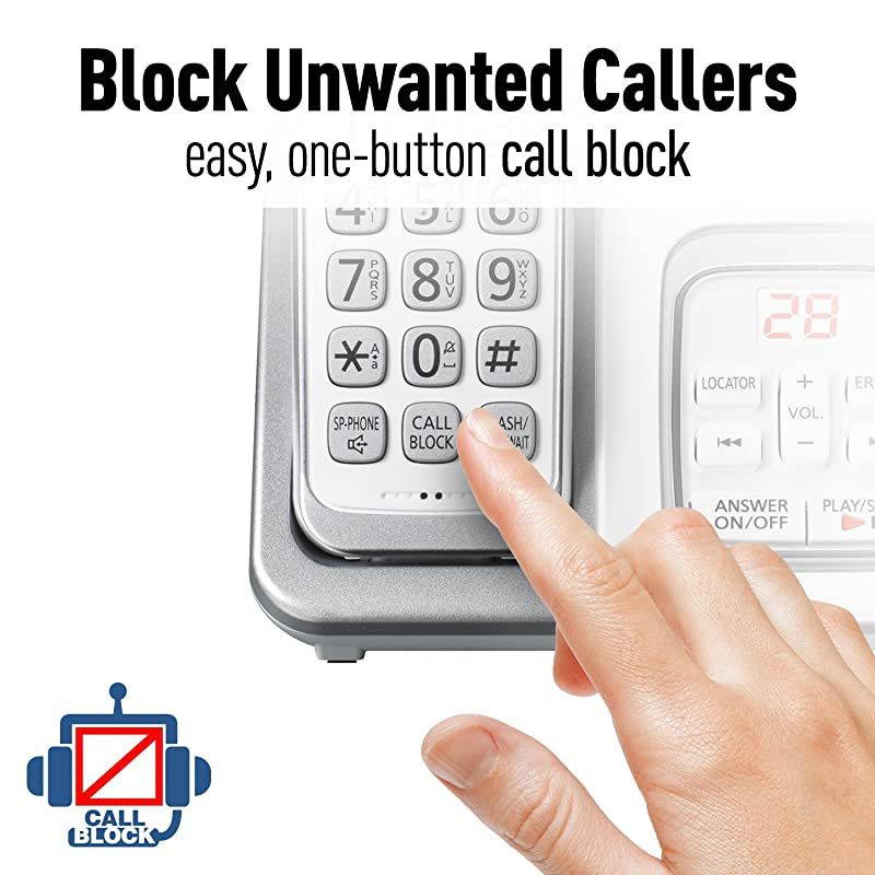 Expandable Cordless Phone System with Answering Machine and Call Block 3 Cordless Handsets KXTGD533W White