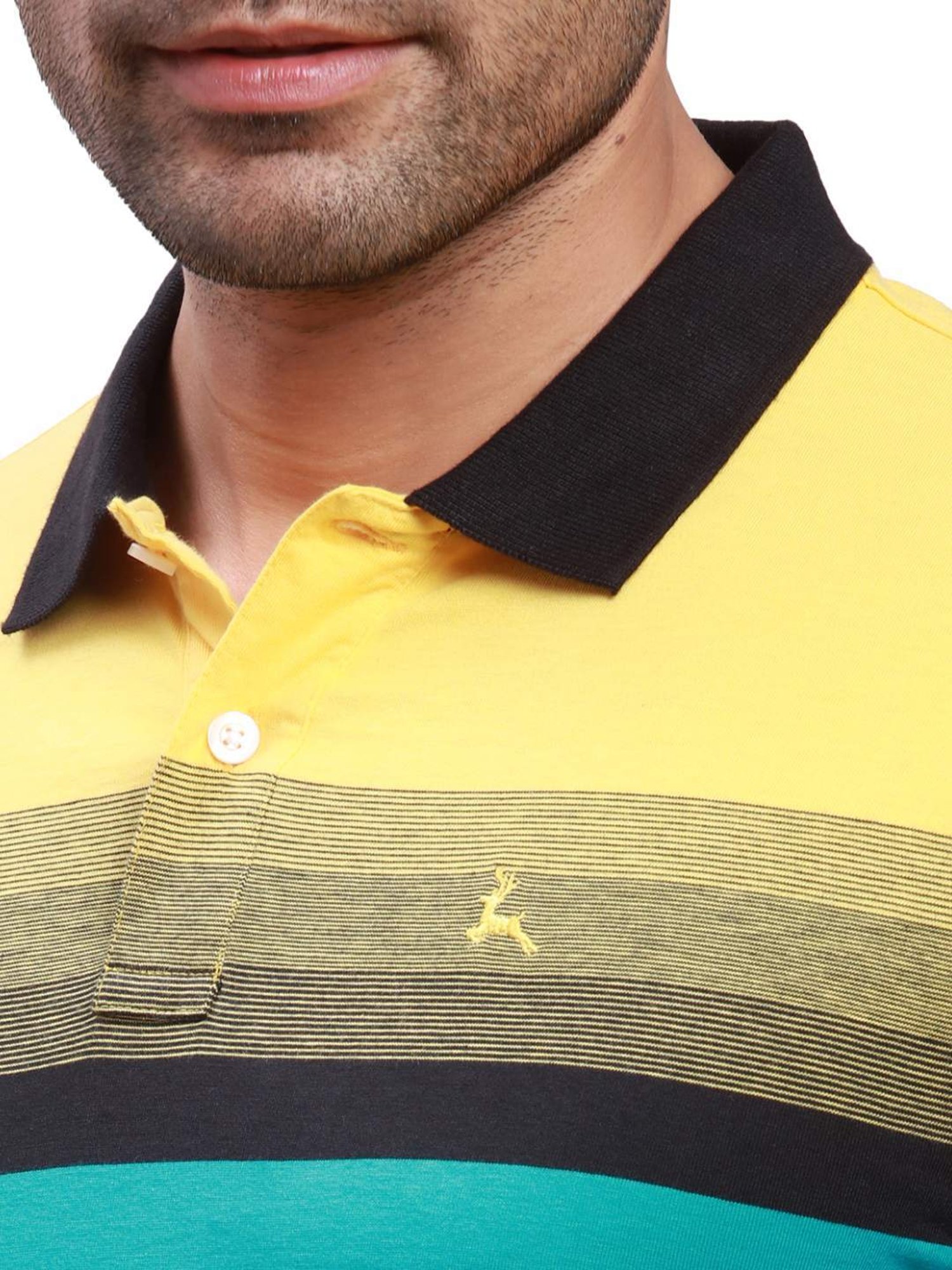 Parx Multicolored Cotton Regular Fit Colour Block Polo T-Shirt