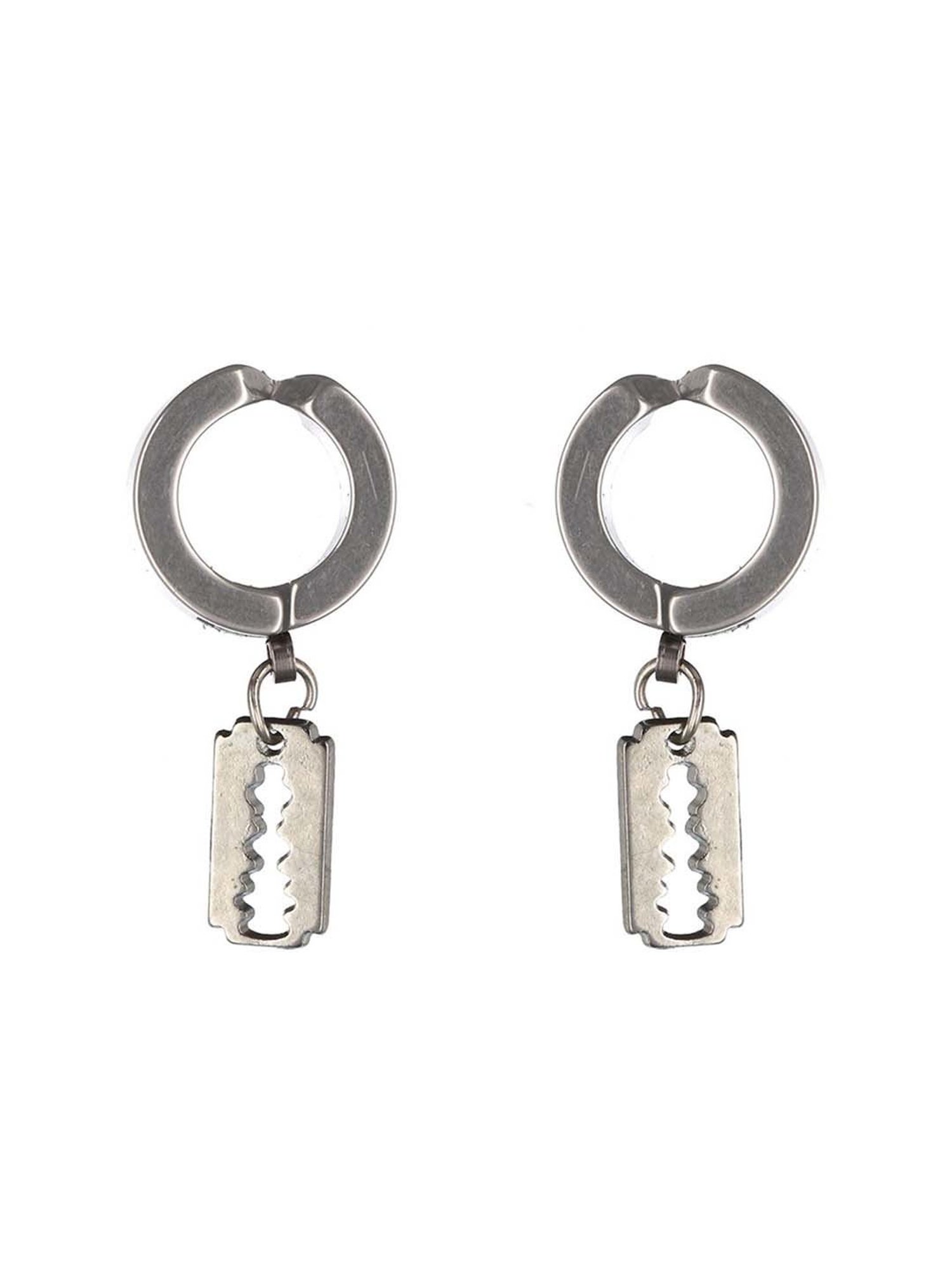 Bold by Priyaasi Black & Silver Blade Ring Hoop Earrings for Men - Set of 3