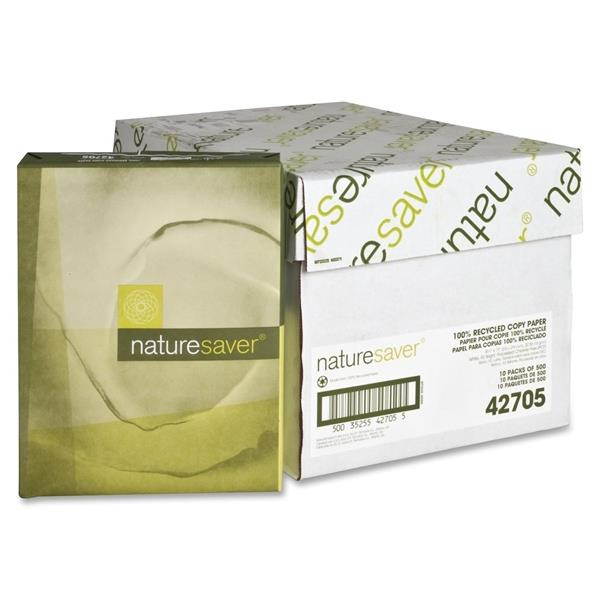 Nature Saver Recycled Paper 20 lb. GE 92 8-1/2"x11" 10 RM/CT White 42705