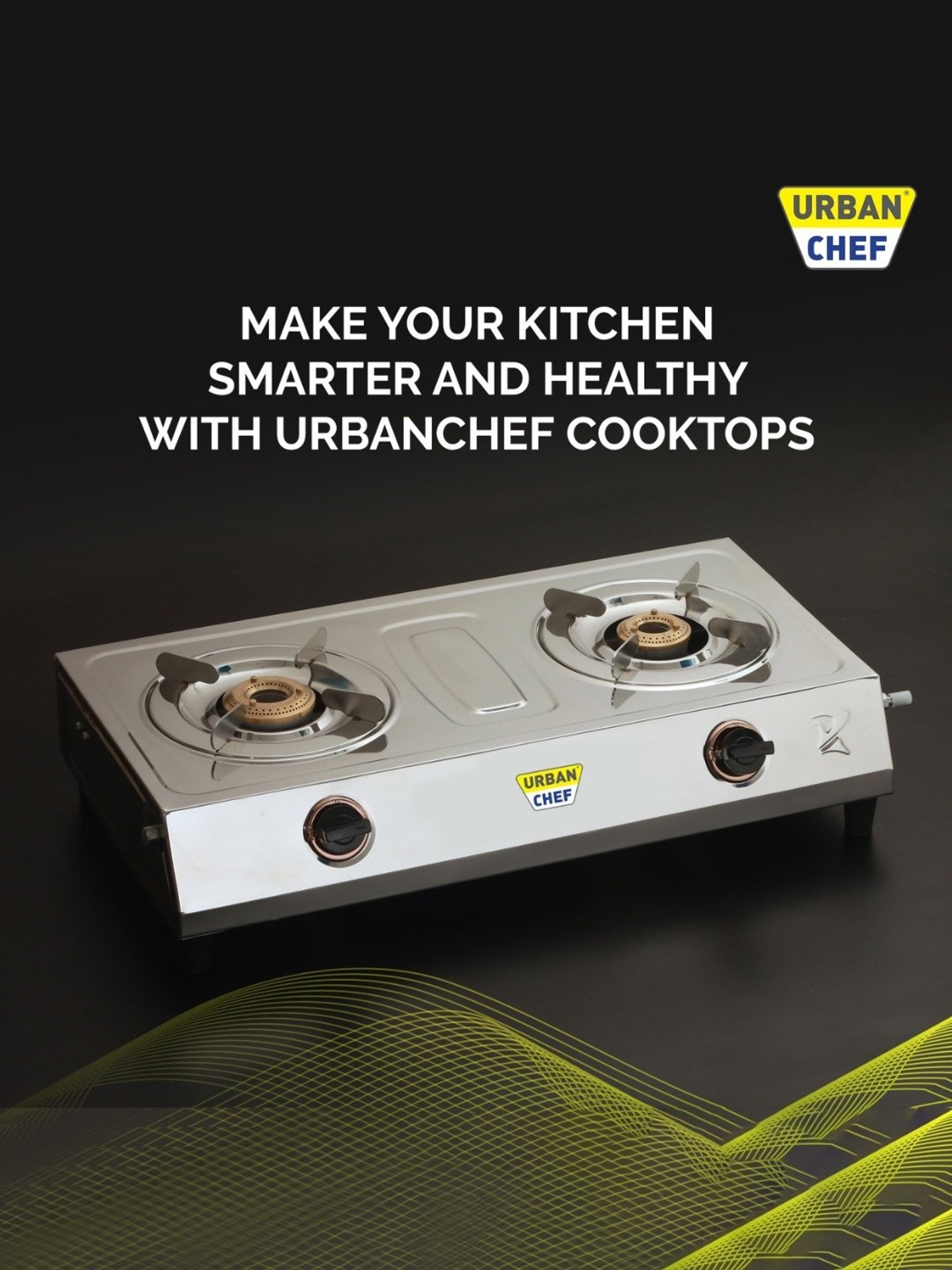 Urban Chef Gas Stove with 2 Burners ( Silver )