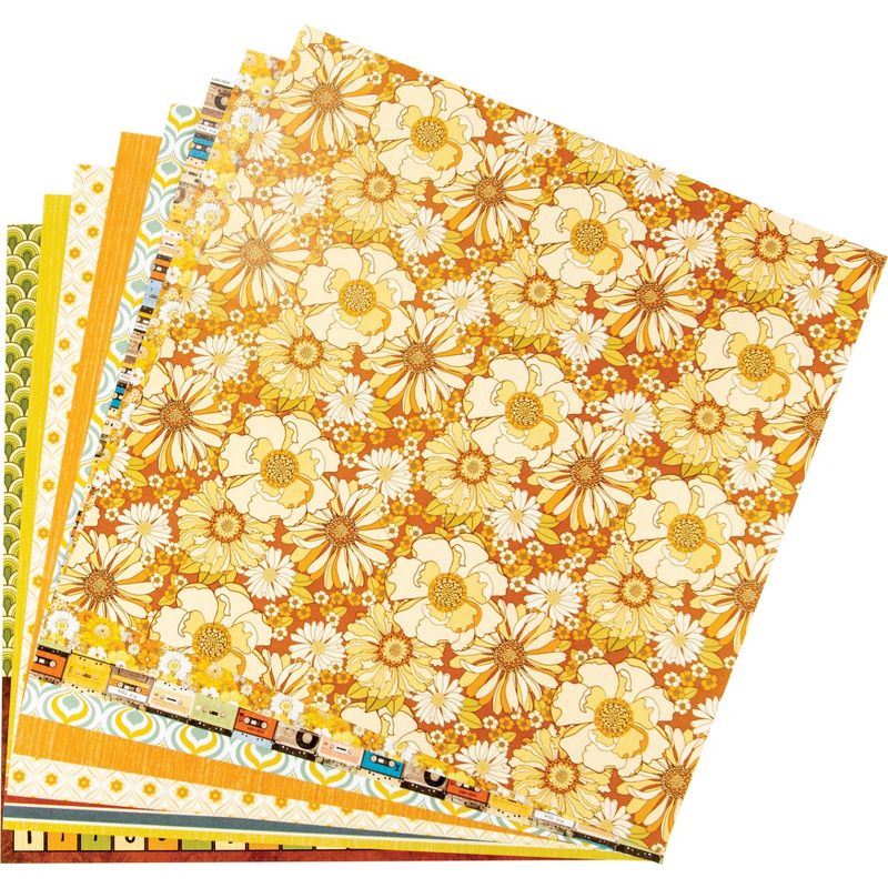 Ciao Bella Double-Sided Paper Pack 90lb 12"X12" 8/Pkg-The Seventies, 8 Designs/1 Each