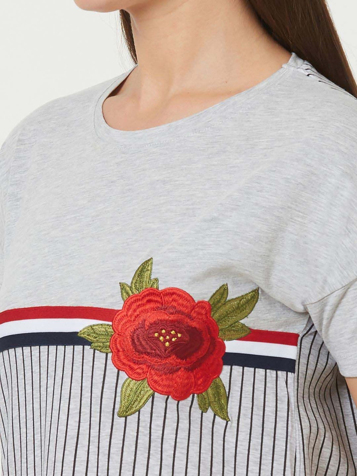 Sweet Dreams Grey Cotton Striped Nighty