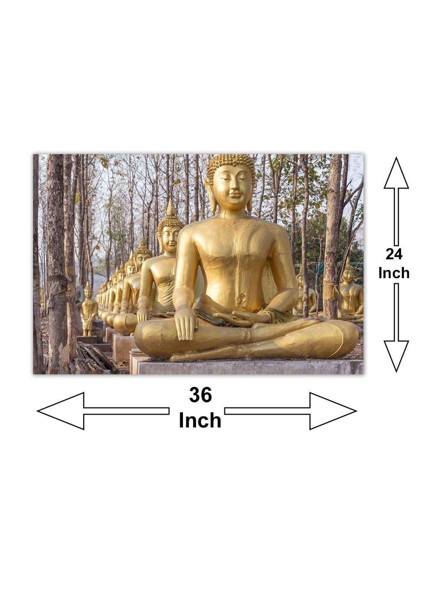 999store Yellow & Brown Line Of Gold Buddha Canvas Painting