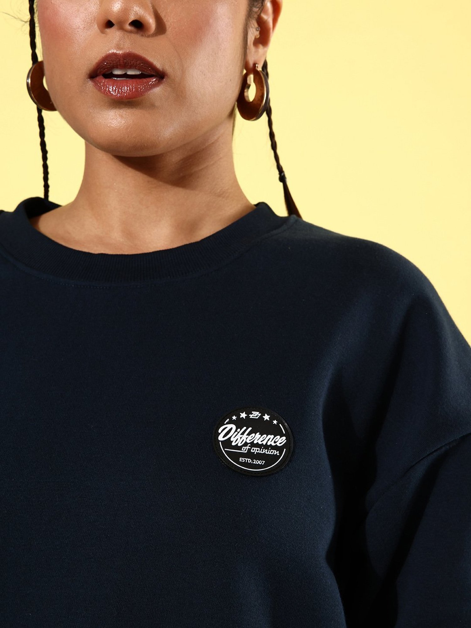 Difference of Opinion Navy Fleece Oversized Sweatshirt