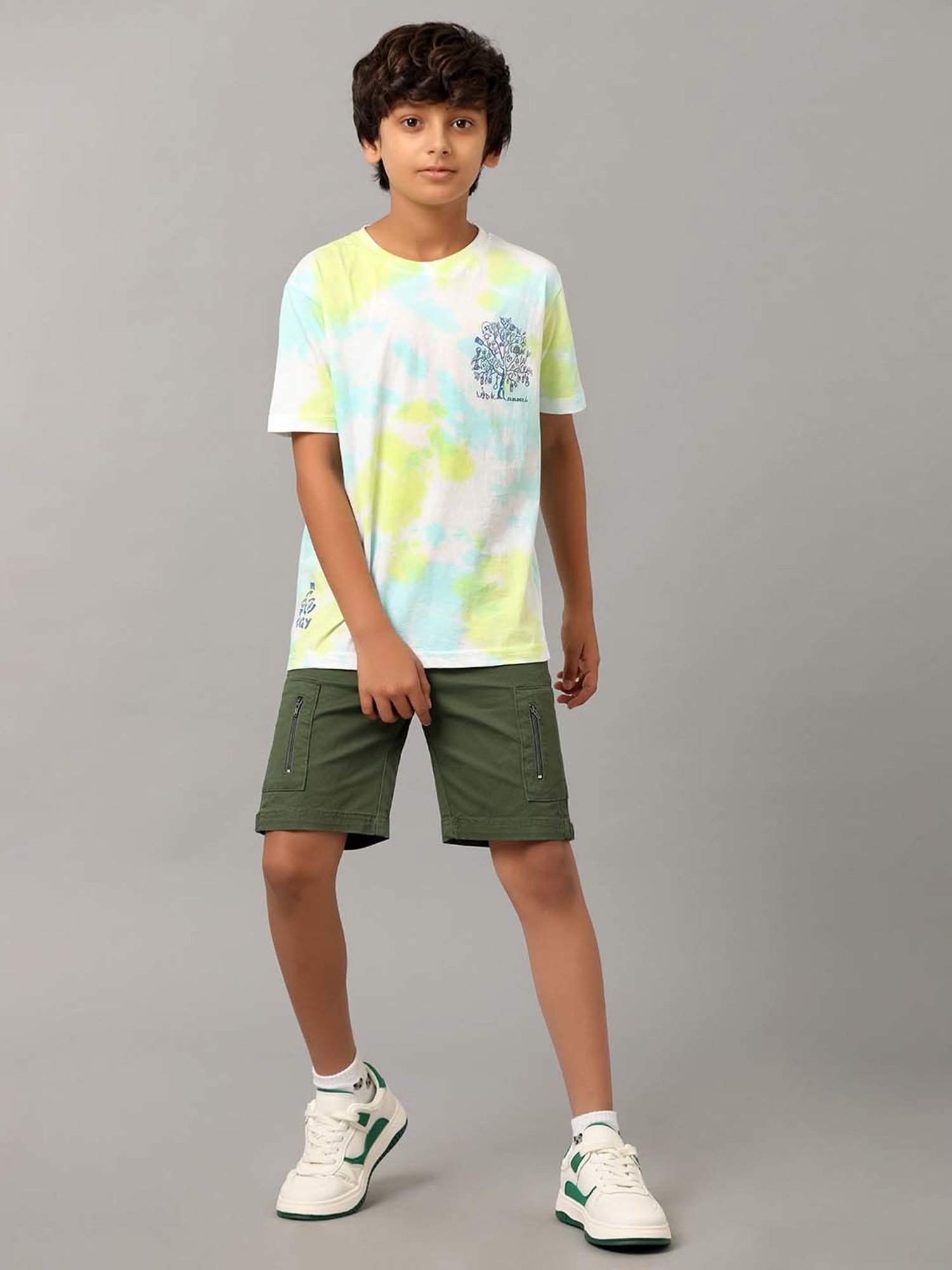 Under Fourteen Only Kids Yellow & Blue Cotton Printed T-Shirt