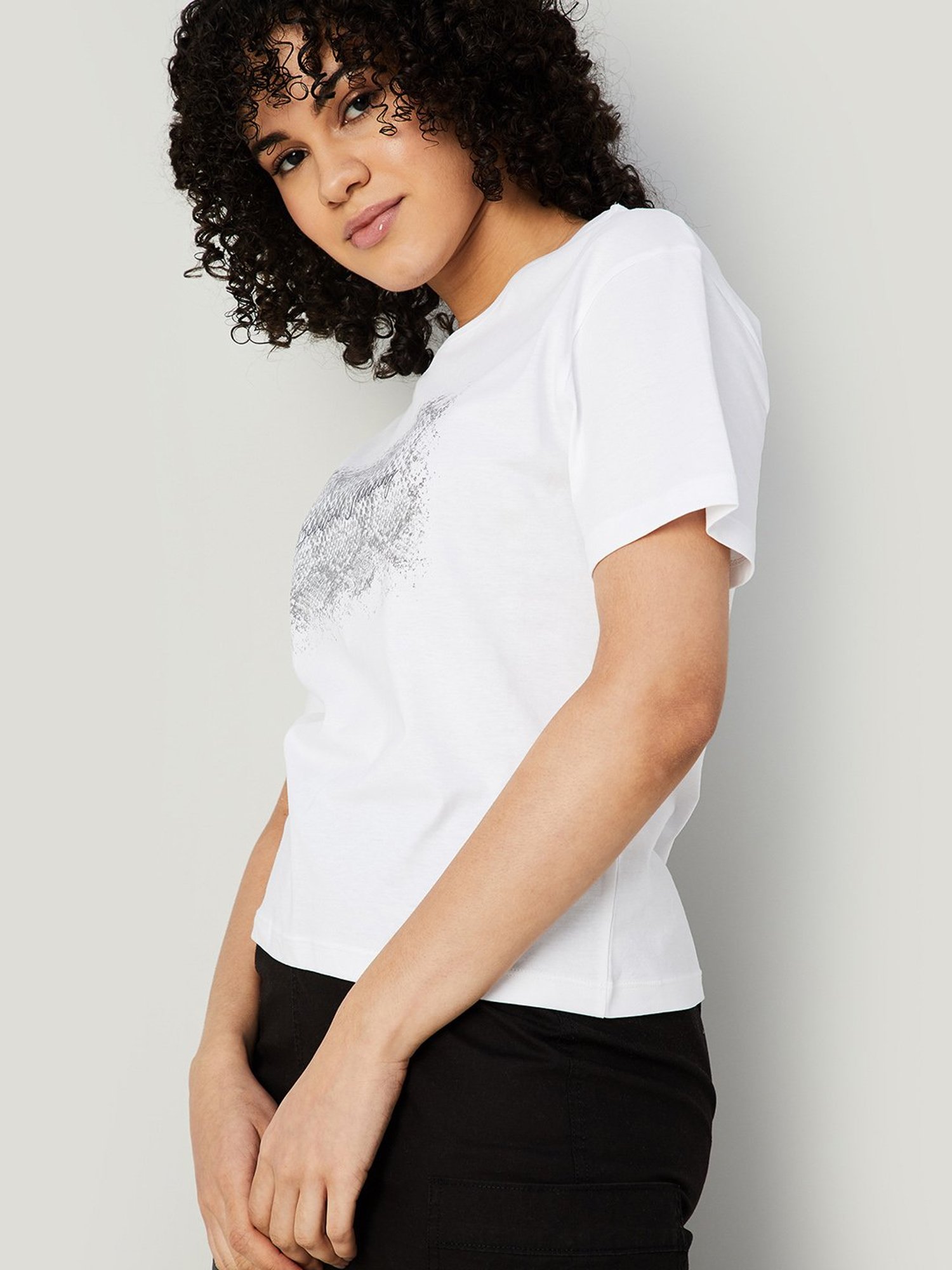 Fame Forever by Lifestyle White Printed Top