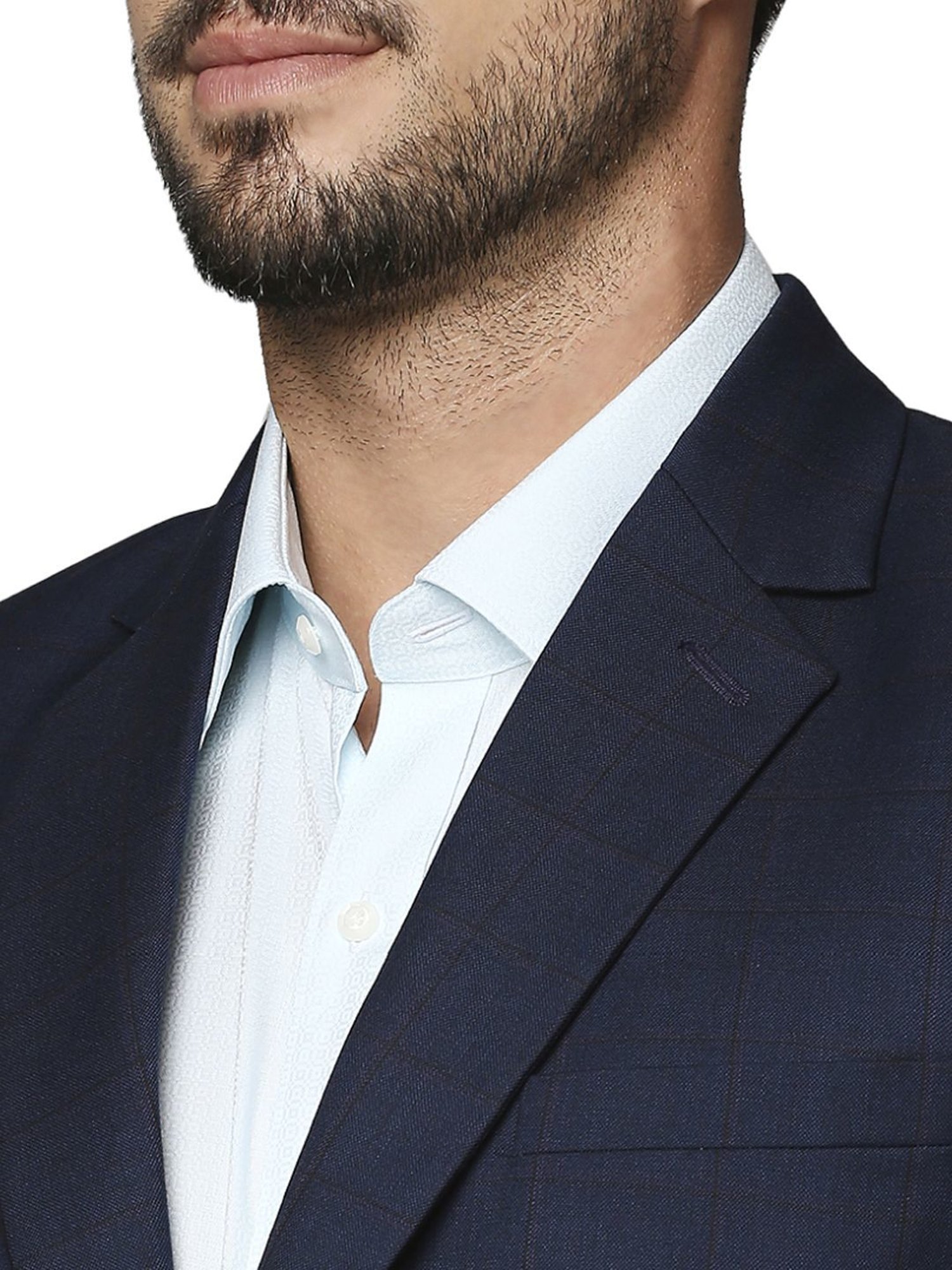 Raymond Blue  Regular Fit Checks Two Piece Suit