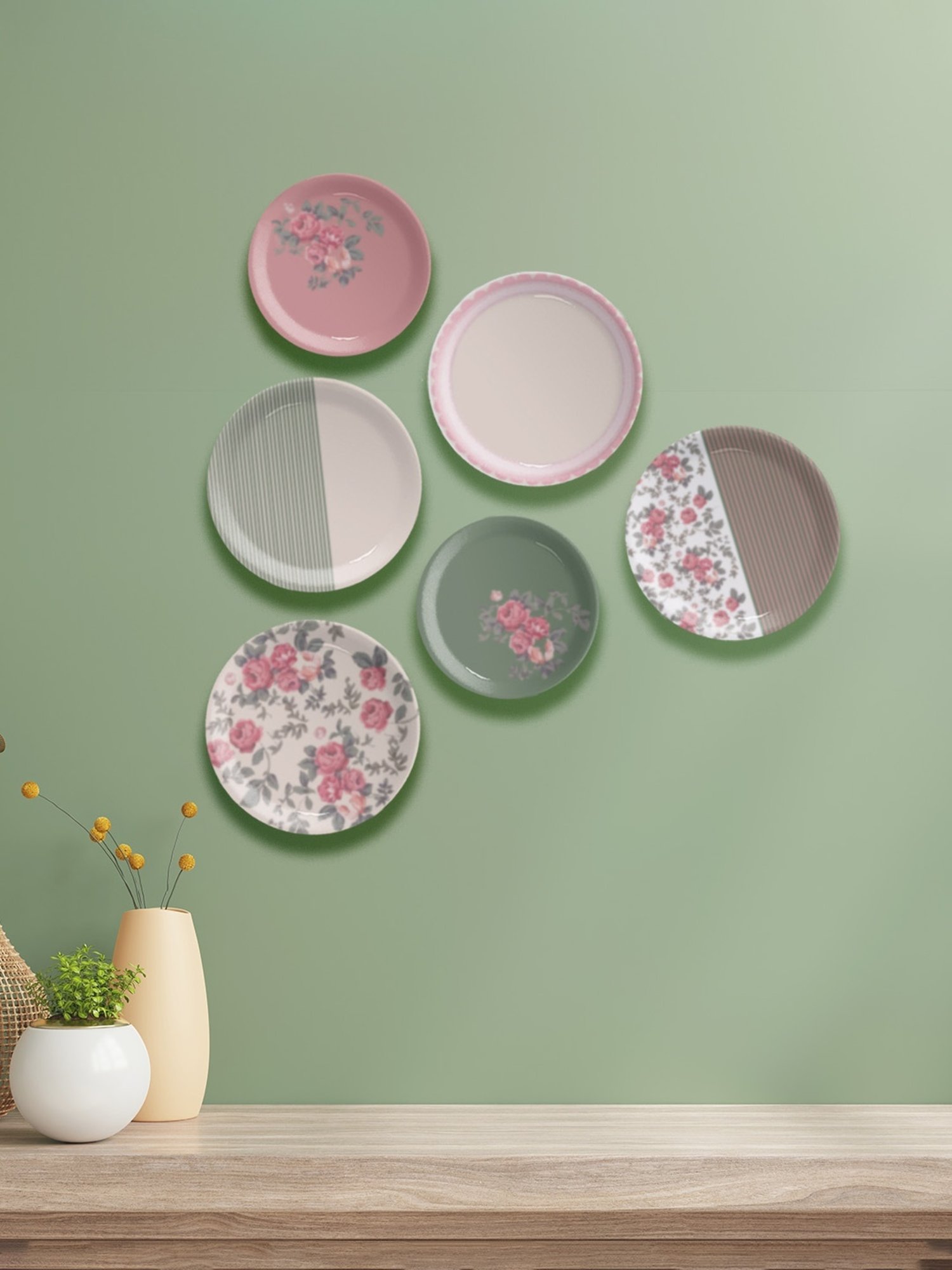 Nestroots English Floral Printed Multicolor Porcelain Wall Plate