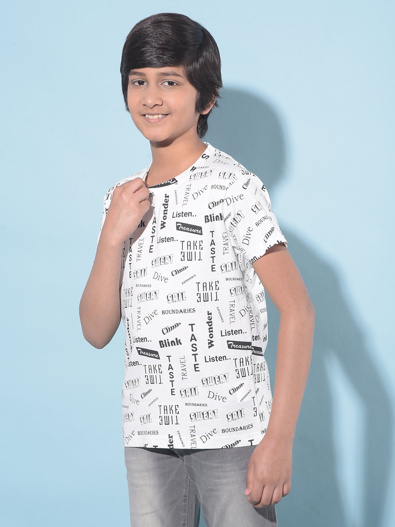 Crimsoune Club Boys White Printed T-Shirt