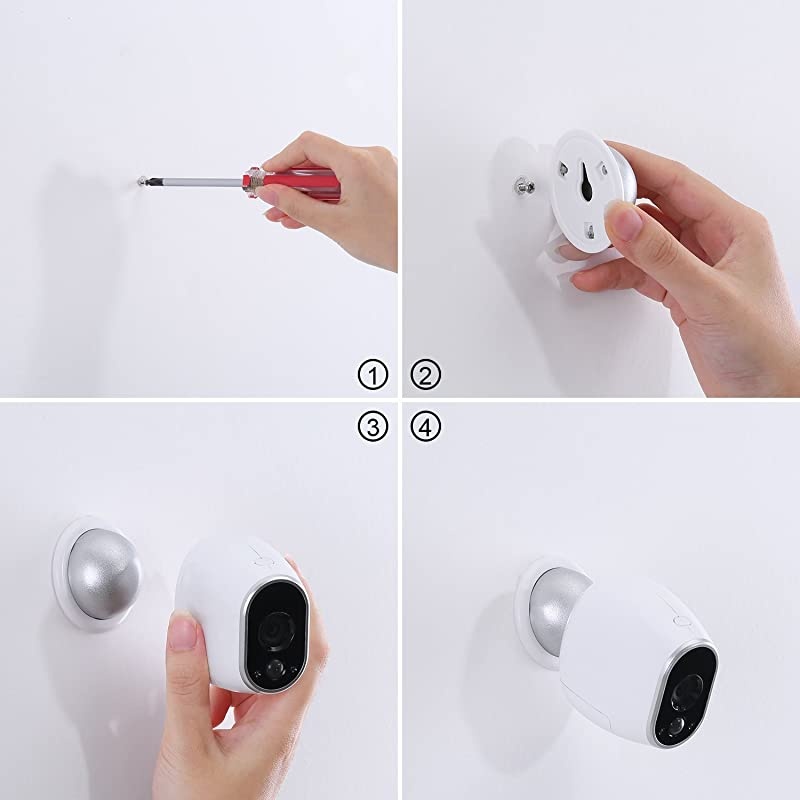 Security Wall Mount,  Metal Magnetic Mount for Magnetic Arlo, Arlo Pro, Arlo Pro 2, White, Arlo Accessories (4 Pack)