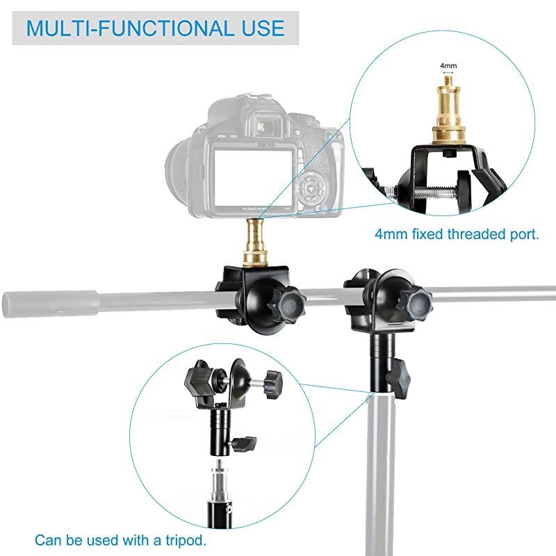 Flash Hot Shoe Heavy Duty Clip Clamp Flash Reflector Holder Mount with 360&deg; Swivel Ball Head Standard 1/4" Screw for Light Stand Bracket DSLR Camera Flash Speedlite Tripod-2Pack