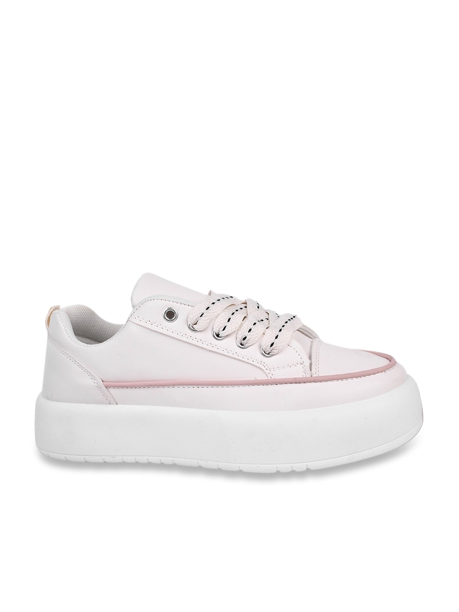 The White Pole Women's White Casual Sneakers