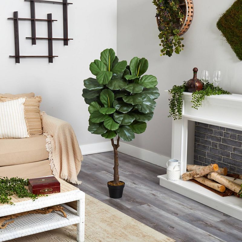 4.5' Indoor/Outdoor Fiddle Leaf Fig Artificial Tree - Nearly Natural