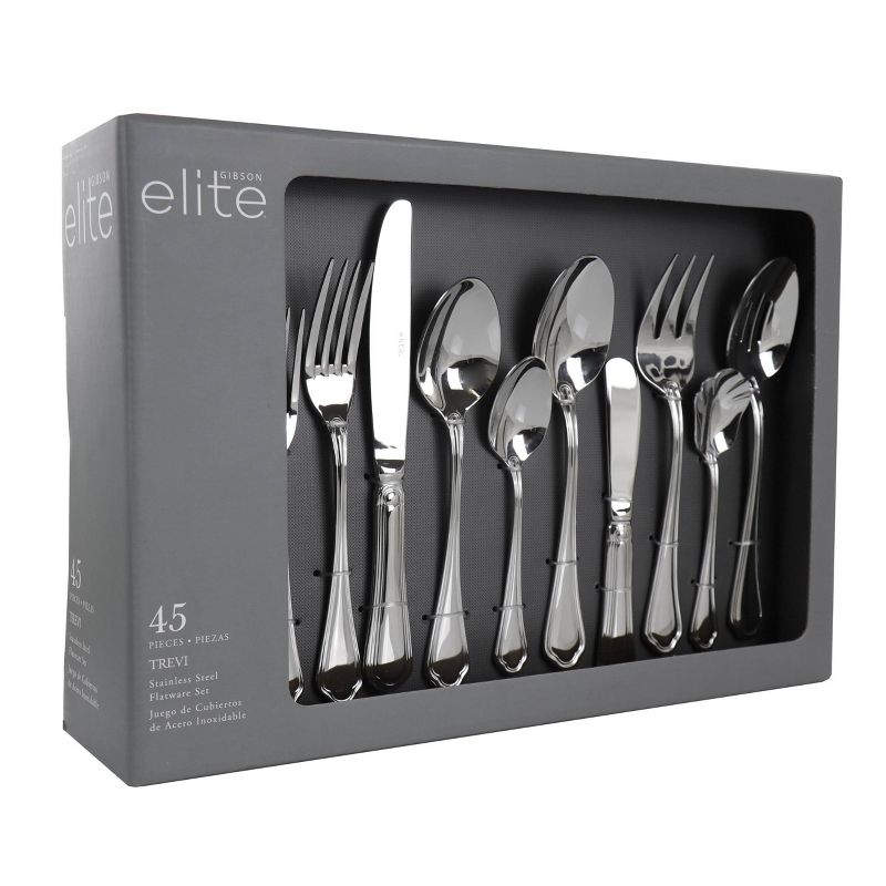 Gibson Elite 45pc Stainless Steel Trevi Silverware Set
