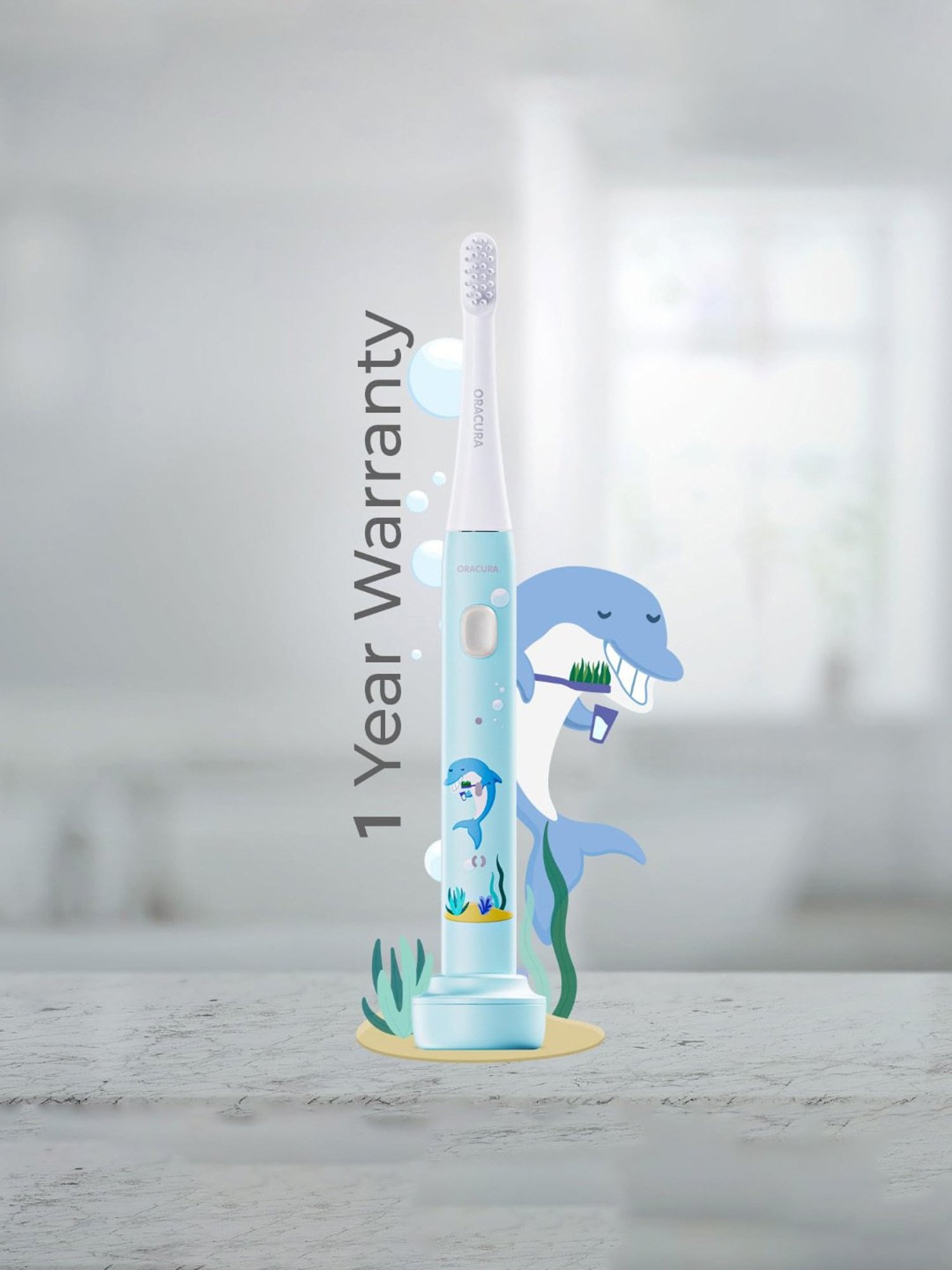 Oracura KSB200 Sonic Kids Rechargeable Electric Toothbrush (Blue)