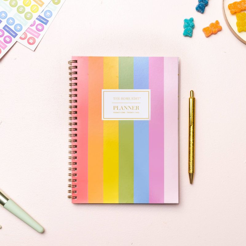 2021-22 Academic Planner Notes 5.875" x 8.625" Flexible Cover Monthly Wirebound Over The Rainbow - The Home Edit