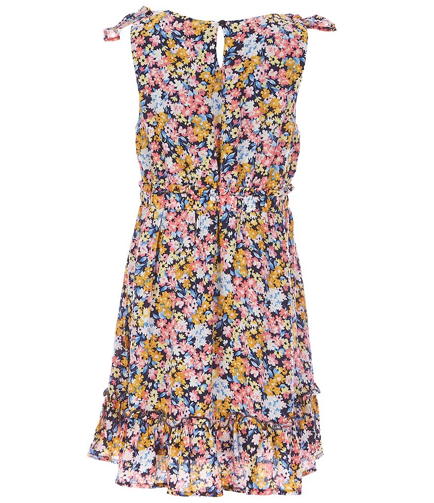 I.N. Girl Big Girls 7-16 Tie-Shoulder Ditsy Floral Crepe Fit-And-Flare Dress