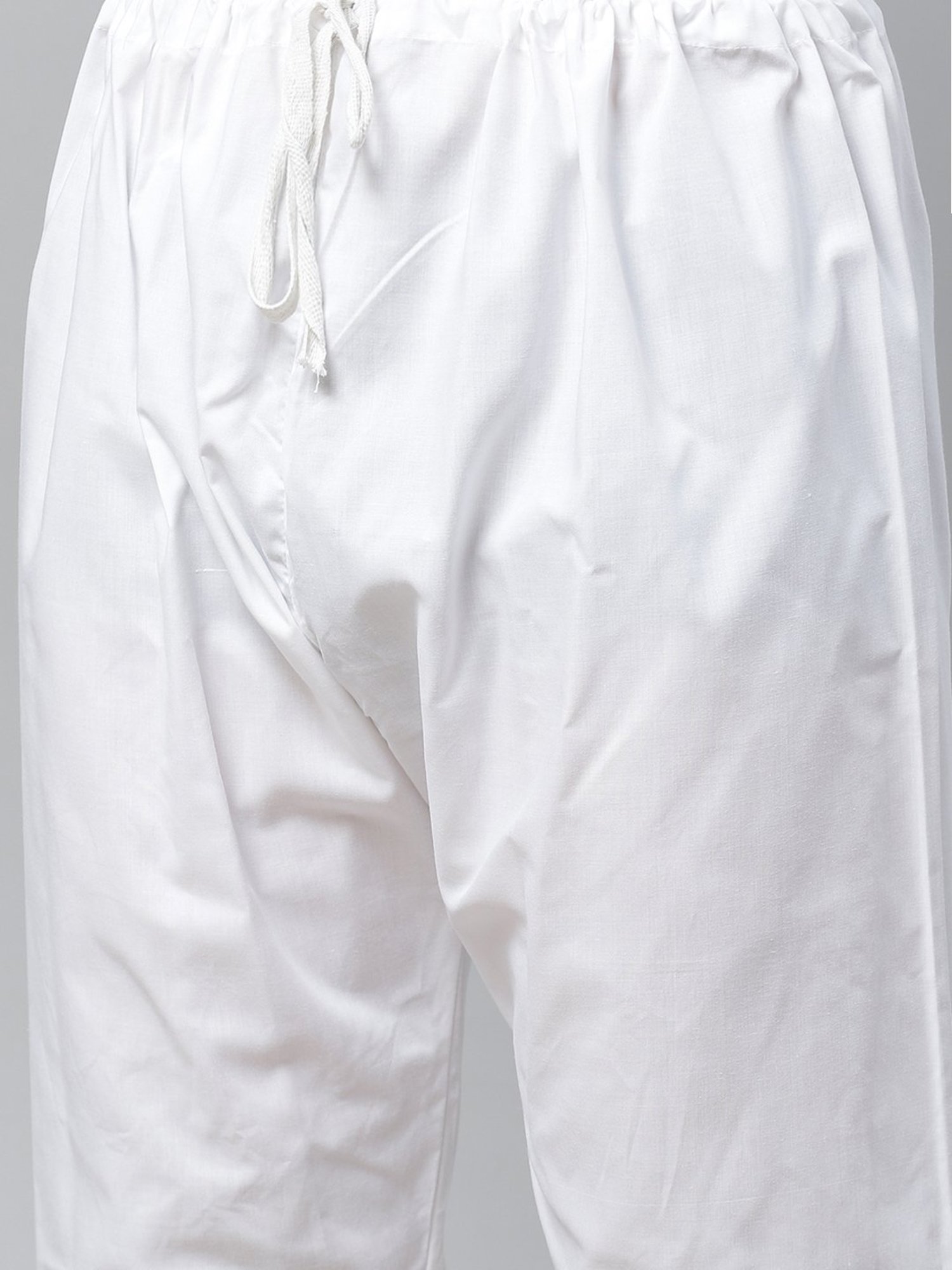 Vastramay White Cotton Straight Fit Embroidery Ethnic Suits