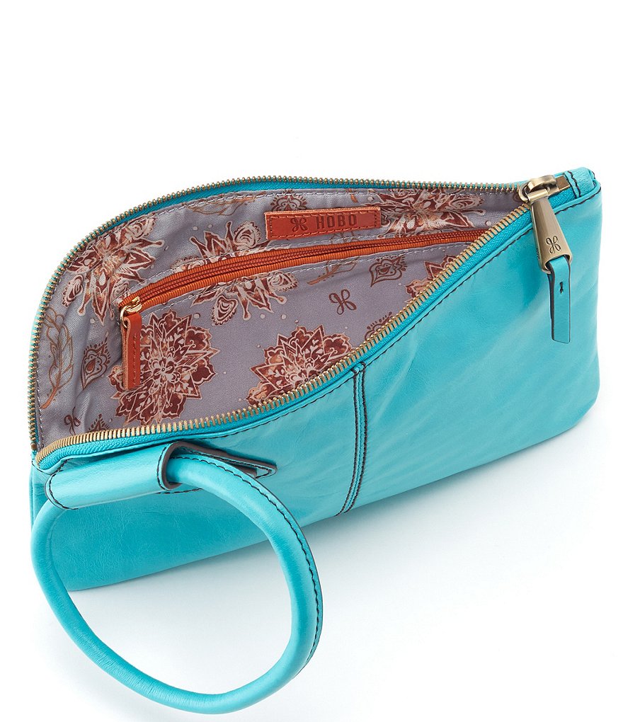 HOBO Sable Top Grain Leather Tassel Ring-Handle Top Zip Wristlet