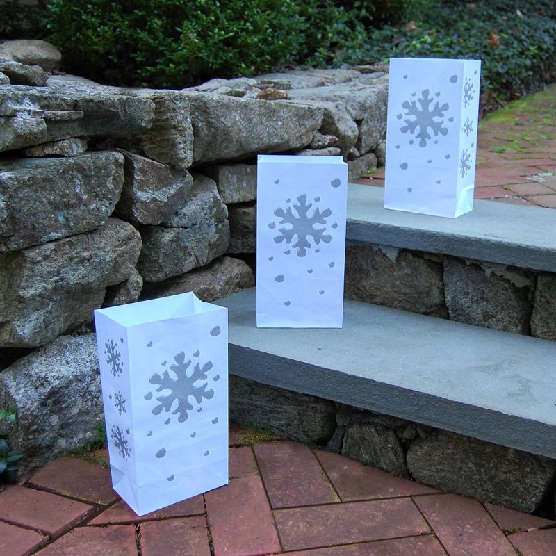 24ct Paper Luminaria Bags "Snowflake" Silver - LumaBase