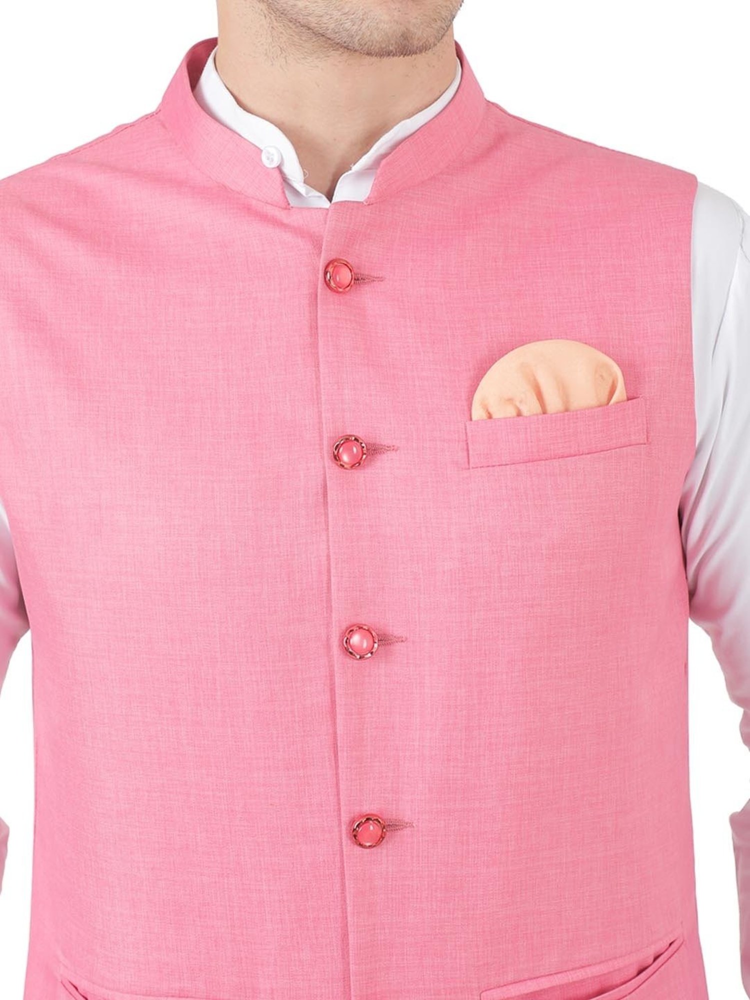 TAHVO Pink  Slim Fit Nehru Jacket