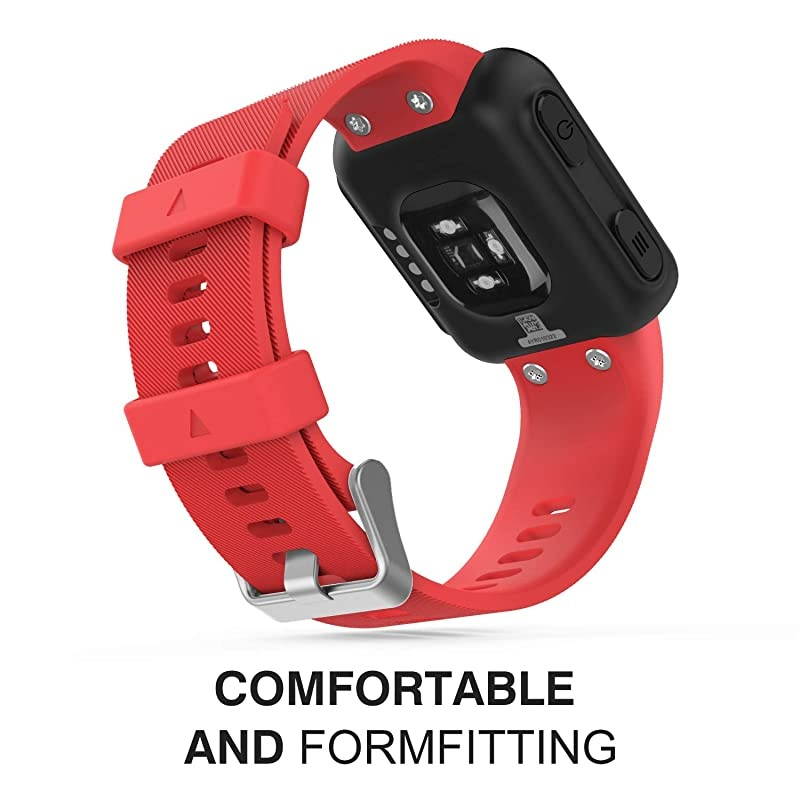 Compatible with Forerunner 35 Watch Band Soft Silicone Replacement Watch Band Sport Bracelet Strap with 6pcs Screws and 2pcs Screwdrivers for Forerunner 35 GPS Running Smart Watch Red