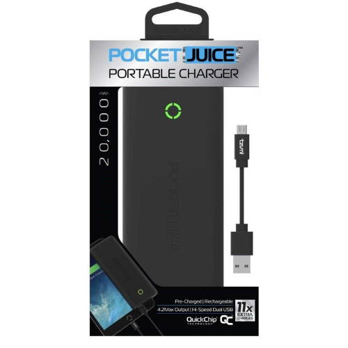 tzumi 4674b pocket juice 20,000 mah portable charger
