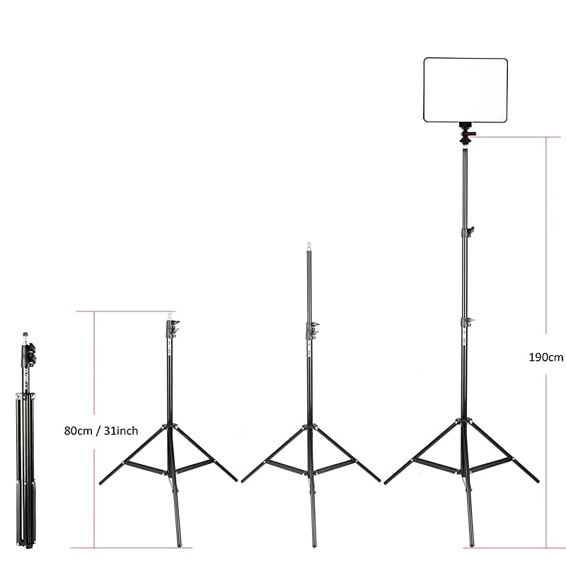 VL-200 3 Packs Ultra Thin Dimmable Bi-Color LED Video Light Panel Lighting Kit Includes: 3300K-5600K CRI 95 LED Light Panel with Hot Shoe Adapter/Light Stand/Remote Controller and AC Adapter