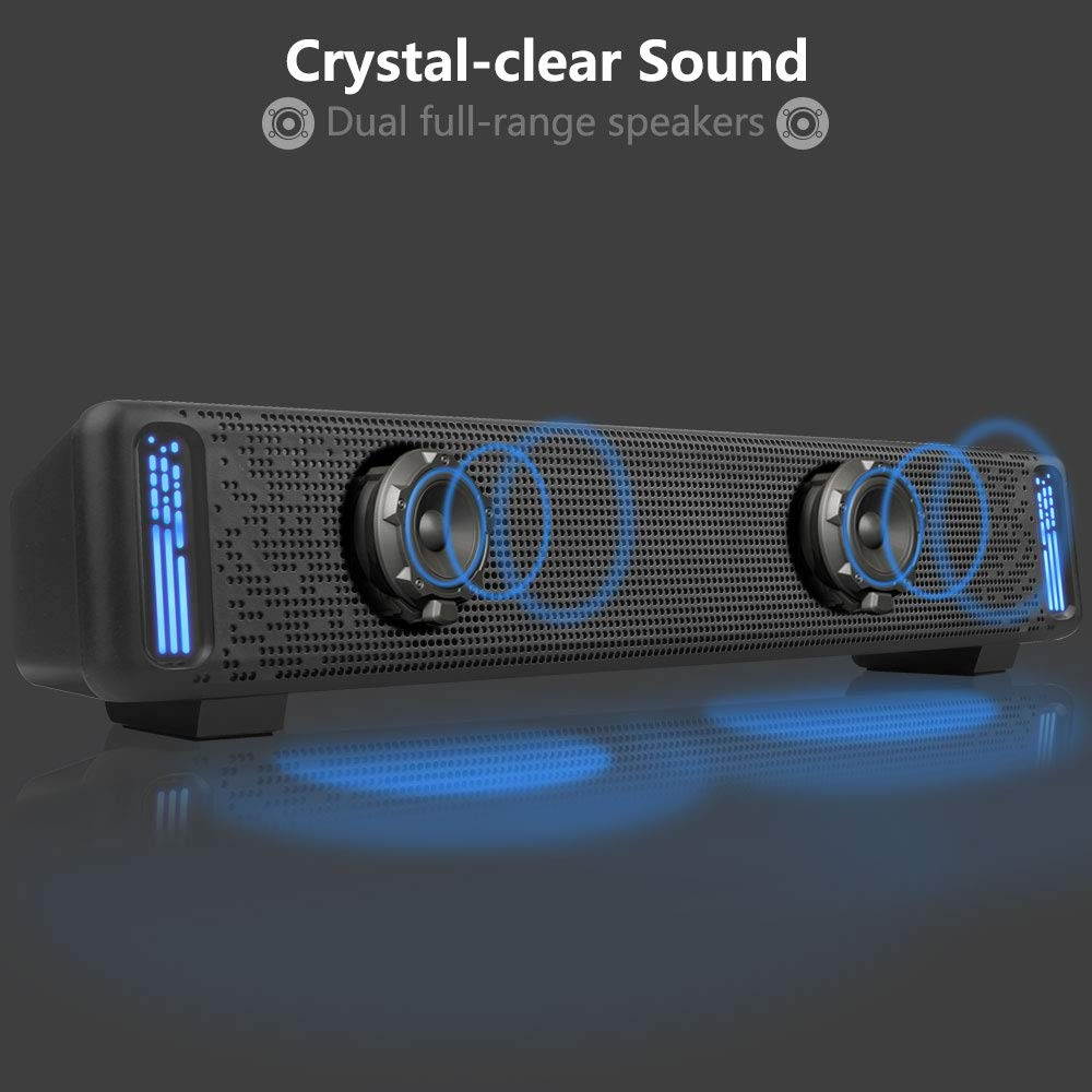 Jeecoo A50 Stereo Computer Speakers, Wired Desktop Speakers, USB Powered Computer Sound Bar for PC Laptop