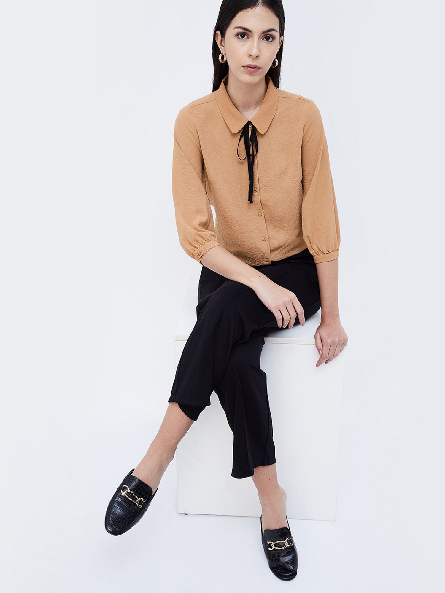 Code by Lifestyle Brown Regular Fit Top