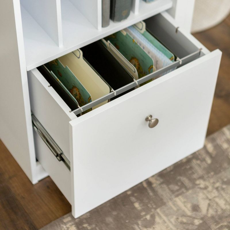 Home Office Deluxe Storage Computer Desk - White Wood - Saracina Home