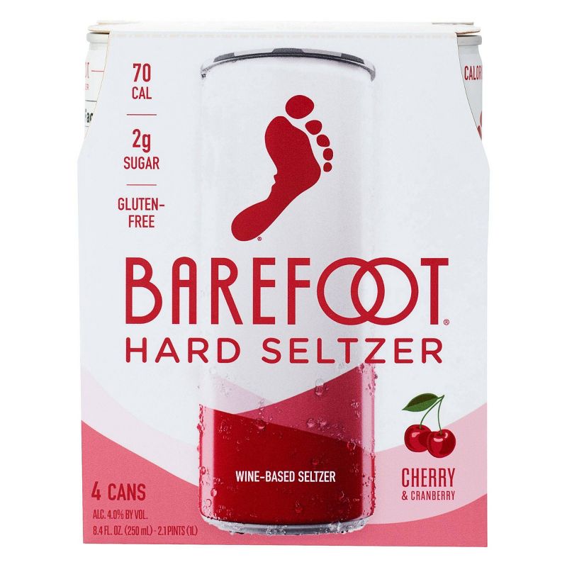 Barefoot Cherry Wine-Based Hard Seltzer - 4pk/250ml Cans