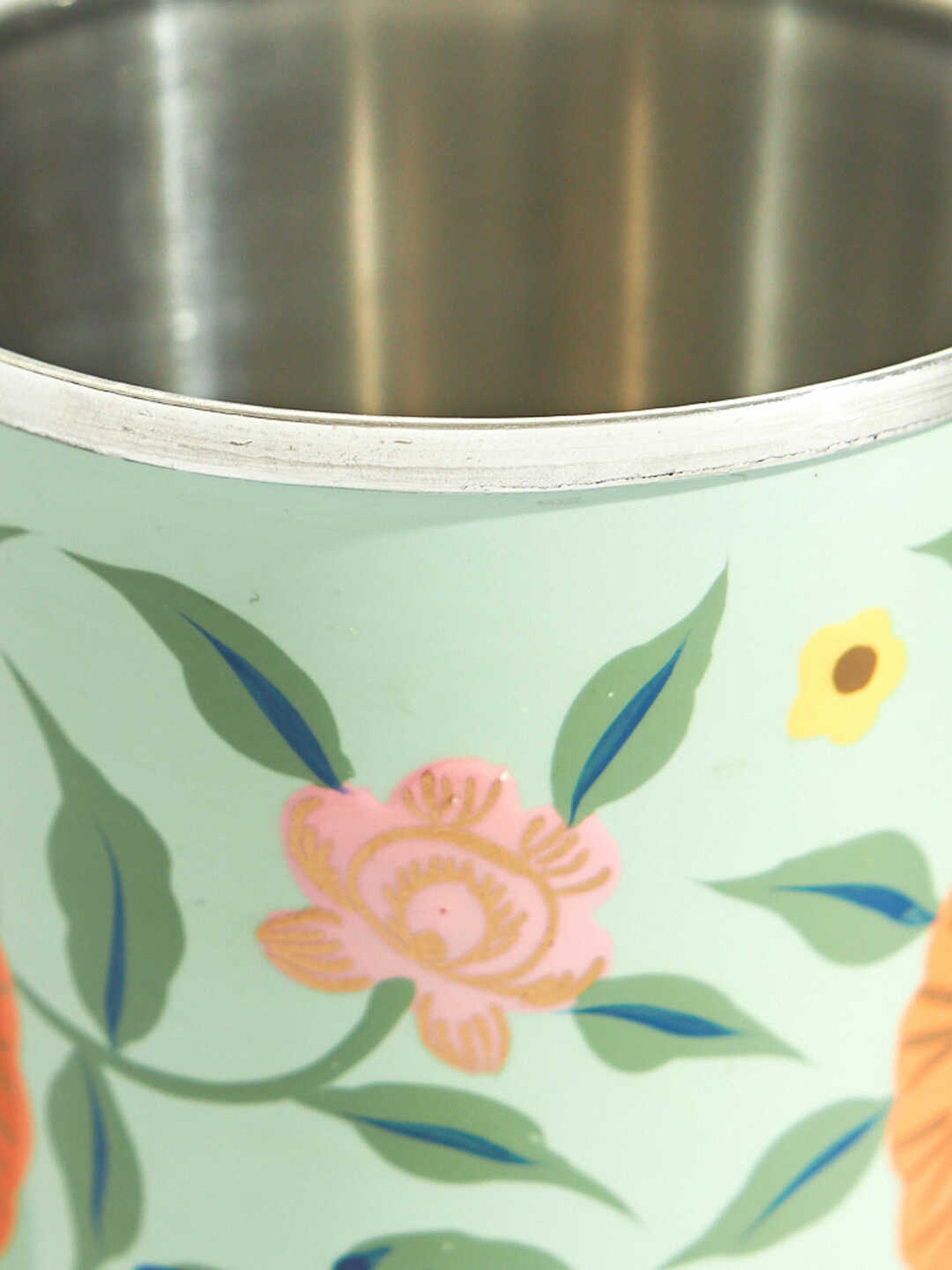 Chumbak Marigold Floral Teal Tumbler (250 ML)